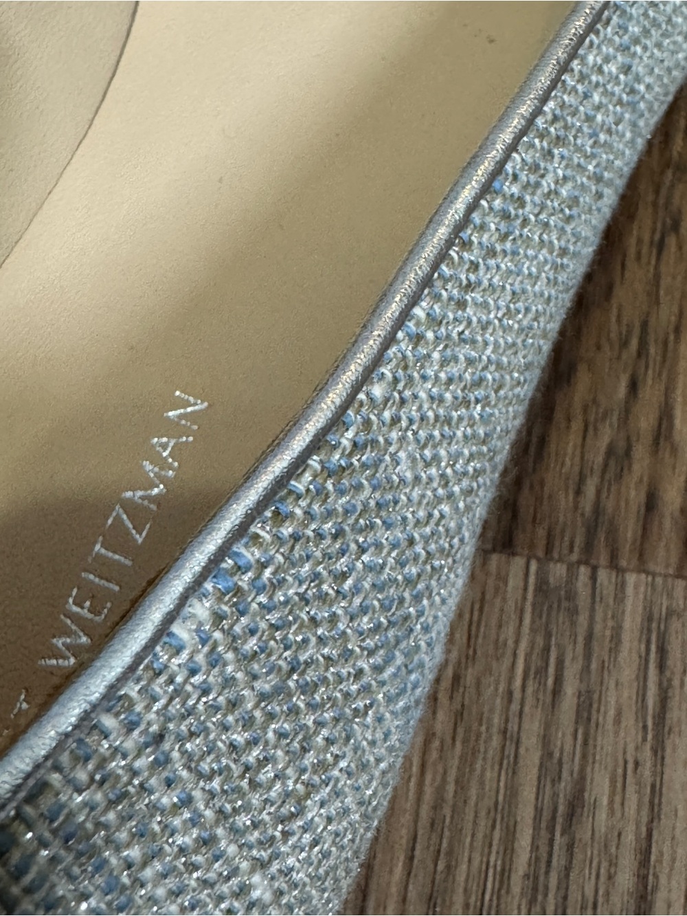 Stuart Weitzman Gabby Bow Pointed  Womens Flats in Gray Shimmery Fabric Sz. 7 - Picture 10 of 14